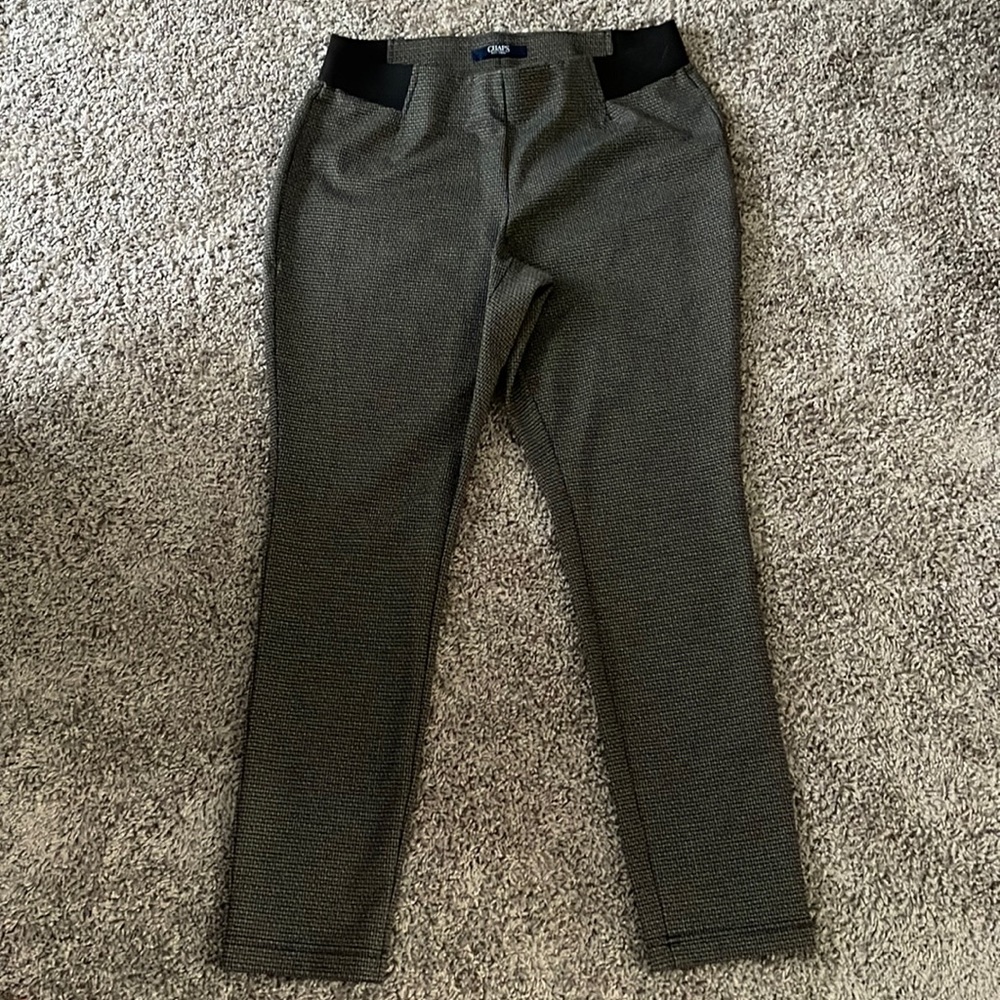 Chaps women straight leg leggings with elastic waist size Large  Black & Tan
